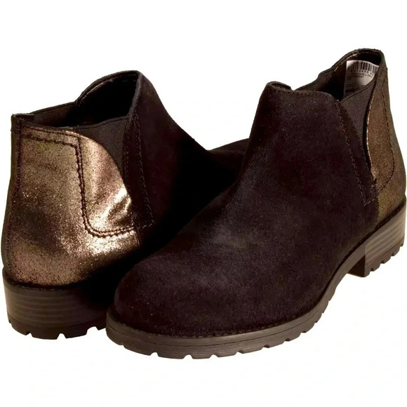 Clarks Clarkwell Demi Womens Chelsea Boot Black Interest US Size 9.5 WIDE NWOB - Picture 1 of 5